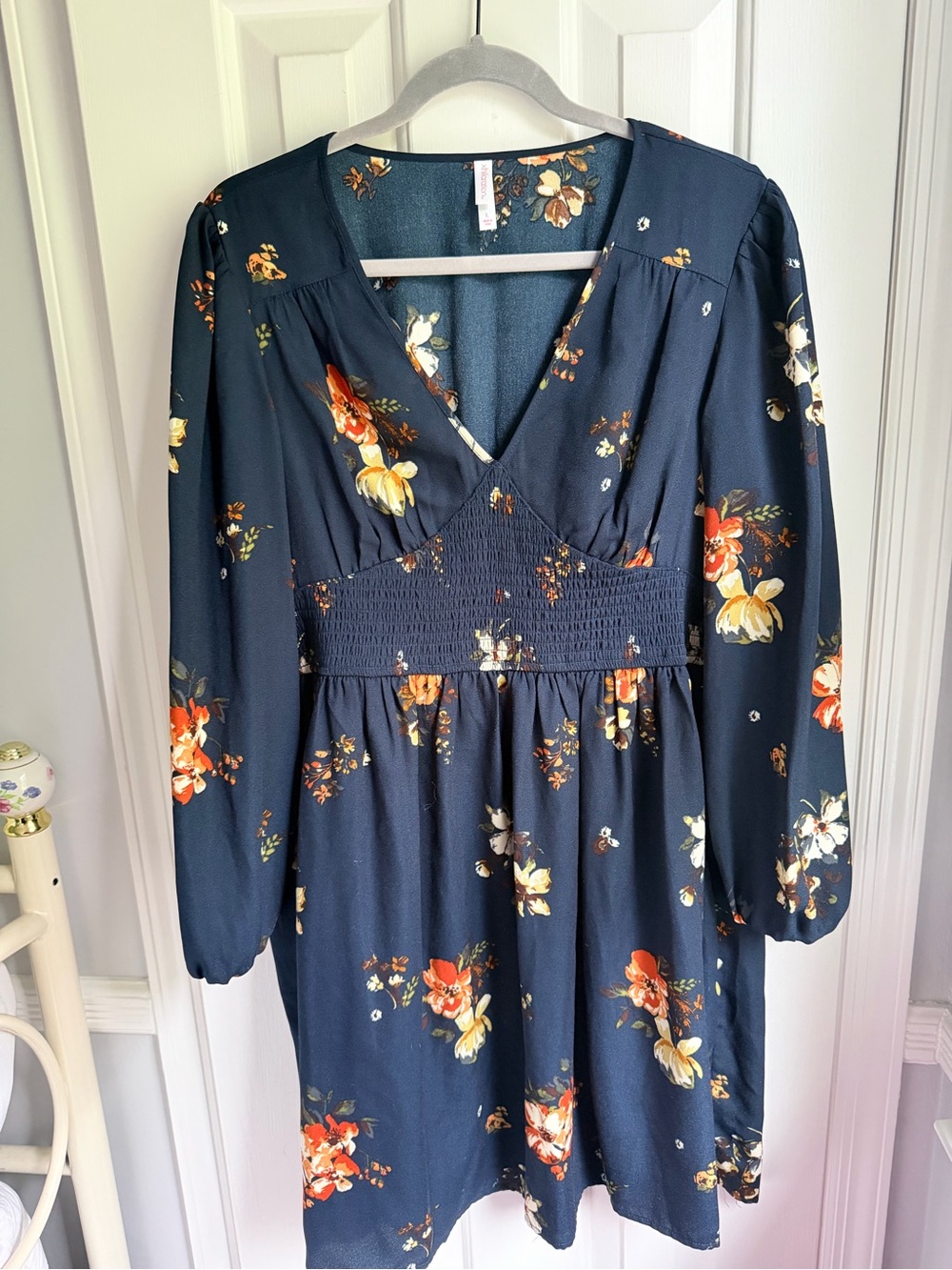Xhilaration Navy Blue Floral Top